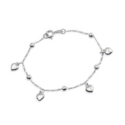 Pulseira Feminina Prateada Coração e Esferas - Belice Joias