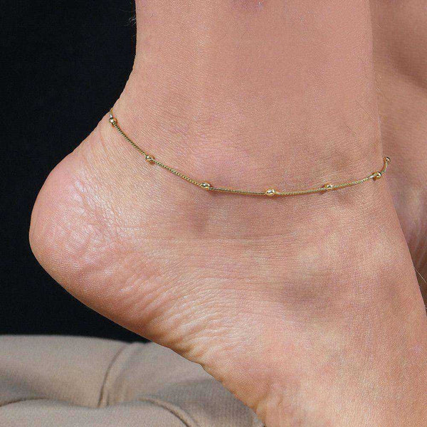 Tornozeleira Dourada de Bolinhas Ouro 24K - Belice Joias