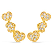 Brinco Ear Cuff Coração Zircônia Banhado a Ouro 24K | Belice