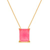 Colar Dourado Pedra Retangular Rosa Ouro 24K | Belice Joias
