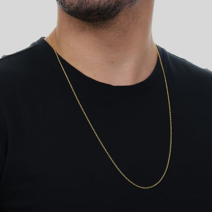 Corrente Masculina Dourada Elo 1x1 Banho Ouro 24k - Belice Joias