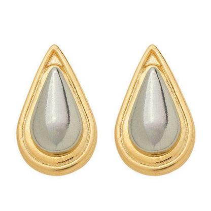 Brinco Gota Bicolor Dourado e Prateado Antialérgico - Belice Joias