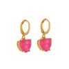 Brinco Argolinha Dourado Coração Rosa Ouro 24K - Belice Joias