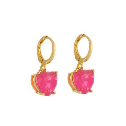 Brinco Argolinha Dourado Coração Rosa Ouro 24K - Belice Joias