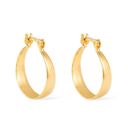 Brinco de Argola Média Dourada Lisa Banhado a Ouro 24k - Belice Joias