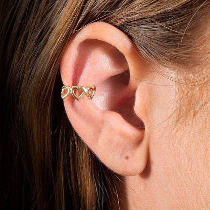 Piercing de Pressão Dourado Corações Ouro 24K - Belice Joias