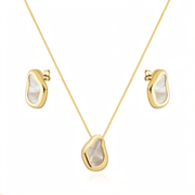 Conjunto Dourado Madrepérola Formato Orgânico - Belice Joias