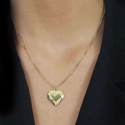Colar Dourado Coração Traços Retos Ouro 24K - Belice Joias
