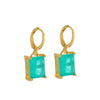 Brinco Argolinha Dourada Ouro 24k Pedra Verde - Belice Joias