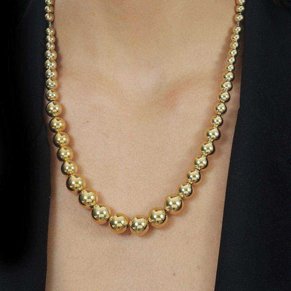Colar Dourado de Bolas Crescentes Banhado a Ouro 24K - Belice Joias