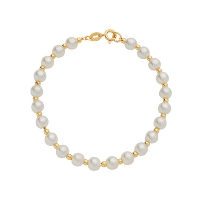 Pulseira Dourada Banhada a Ouro 24K com Pérolas - Belice Joias