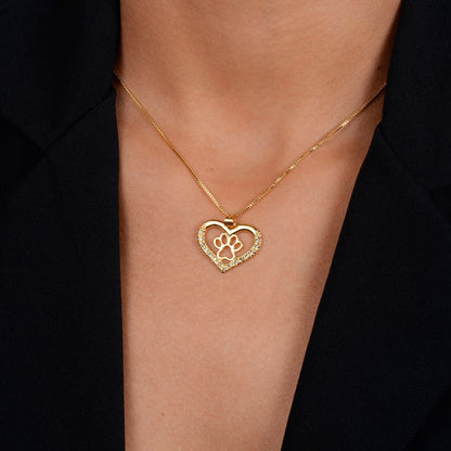 Colar Choker Coração e Pata Pet Zircônia Ouro 24K - Belice Joias