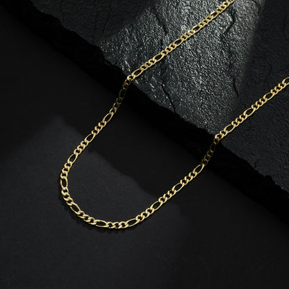 Corrente Dourada Masculina Elo 3x1 4mm Ouro 24k - Belice Joias
