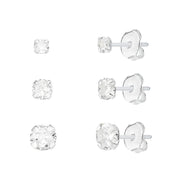 Kit Trio Brincos Ponto de Luz Redondo Prata 925 - Belice Joias
