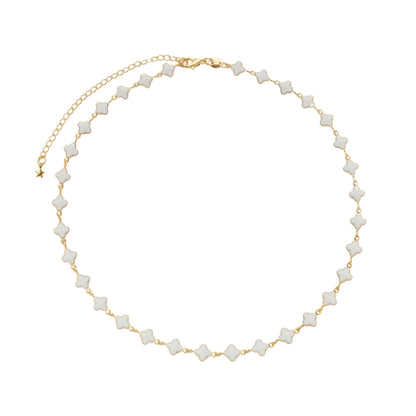 Colar Dourado com Trevos Brancos Banhado a Ouro 24k - Belice Joias