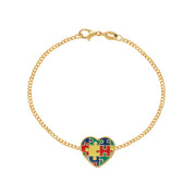 Pulseira Autismo Coração Dourada Banho Ouro 24K - Belice Joias