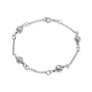 Pulseira Feminina Elo Português Prateada Esferas - Belice Joias