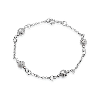 Pulseira Feminina Elo Português Prateada Esferas - Belice Joias