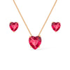 Conjunto Colar e Brinco Coração Vermelho Ouro 24K - Belice Joias