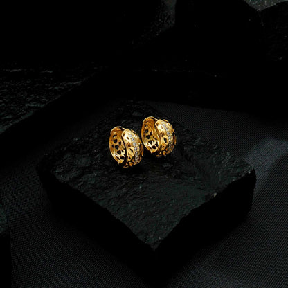 Brinco Argolinha Vazada Zircônia Banho Ouro 24K Belice Joias
