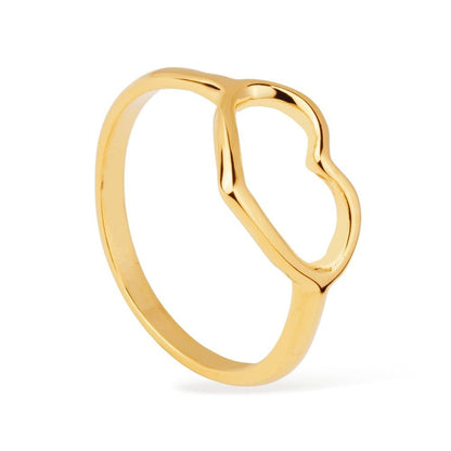 Anel de Coração Dourado com Zircônia Ouro 24K - Belice Joias