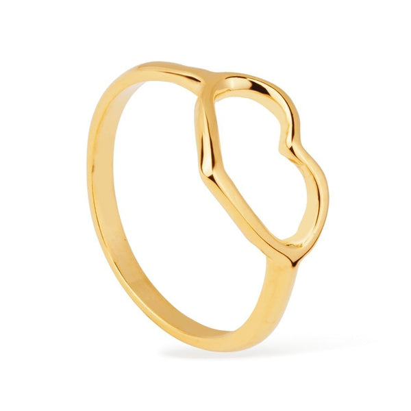Anel de Coração Dourado com Zircônia Ouro 24K - Belice Joias