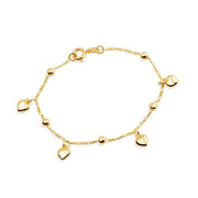 Pulseira Dourada Coração e Esferas em Ouro 24K | Belice Joias