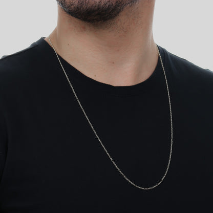 Corrente Prateada Masculina Elo 1x1 Banhada a Ródio - Belice Joias