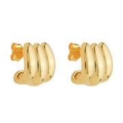 Brinco Dourado Concha Três Argolas Ouro 24K - Belice Joias