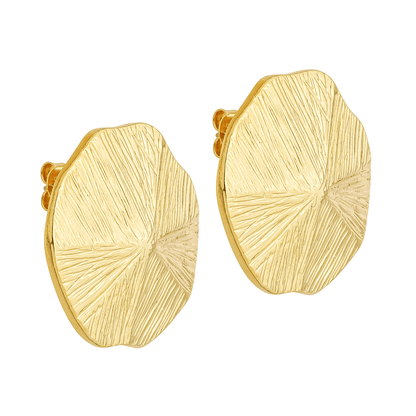 Brinco Dourado Círculo Assimétrico com Ranhuras - Belice Joias