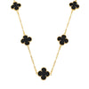 Colar Dourado 5 Trevos Preto Banhado Ouro 24K - Belice Joias