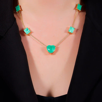 Colar Feminino Banhado a Ouro 24K Pedras Verdes | Belice Joias
