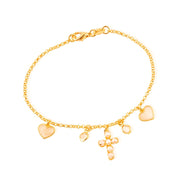 Pulseira Dourada Religiosa Cruz de Pérolas - Belice Joias