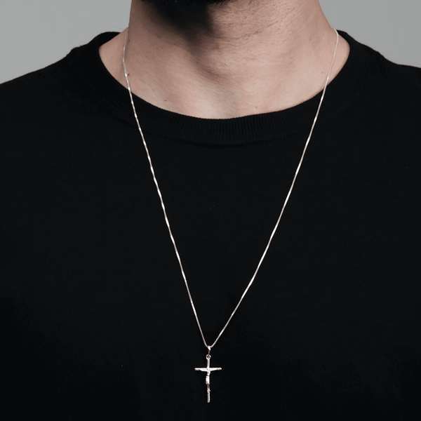 Colar Masculino 70cm com Crucifixo em Prata 925 - Belice Joias