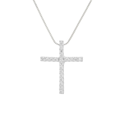 Colar Cruz de Prata 925 Cravejada em Zircônias - Belice Joias