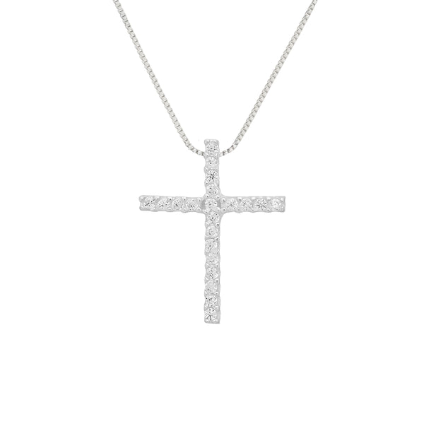 Colar Cruz de Prata 925 Cravejada em Zircônias - Belice Joias