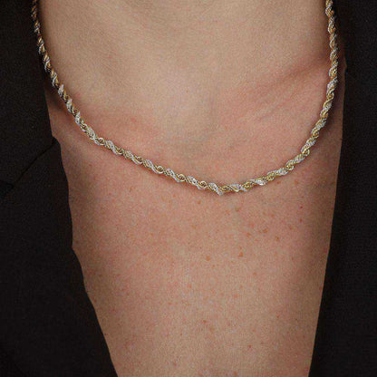 Colar Baiano Bicolor Dourado e Prateado Ouro 24K - Belice Joias