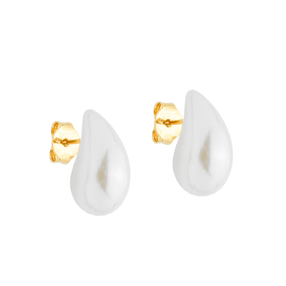 Brinco Dourado Pérola Formato Gota Elegante - Belice Joias