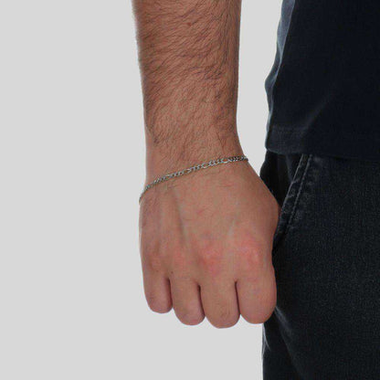 Pulseira Masculina Elo 3 por 1 Banho Ródio 4mm | Belice Joias
