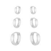 Kit Trio de Brincos Argola Lisa em Prata 925 - Belice Joias