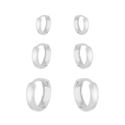 Kit Trio de Brincos Argola Lisa em Prata 925 - Belice Joias