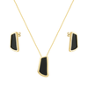 Conjunto Colar Dourado Estilo Orgânico Preto - Belice Joias