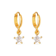 Brinco Argolinha Dourada Estrela Zircônia Ouro 24K | Belice