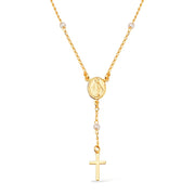 Colar Terço Dourado Cruz e Pérolas Ouro 24K - Belice Joias