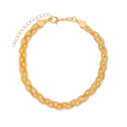Pulseira Dourada Trançada Banhada a Ouro 24K 18cm - Belice Joias