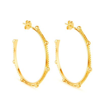 Brinco de Argola Dourado com Pérolas Ouro 24K - Belice Joias