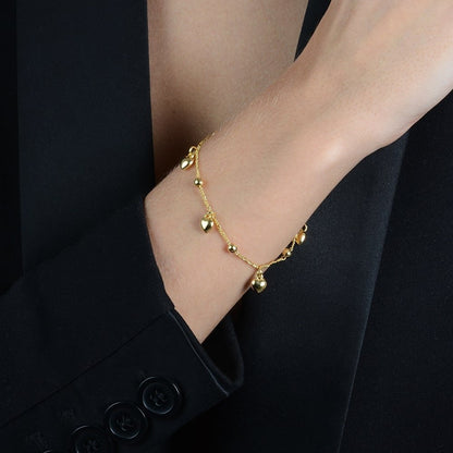 Pulseira Dourada Coração e Esferas em Ouro 24K | Belice Joias