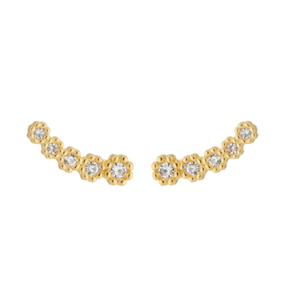 Brinco Ear Cuff Dourado 5 Zircônias Banhado Ouro 24K - Belice