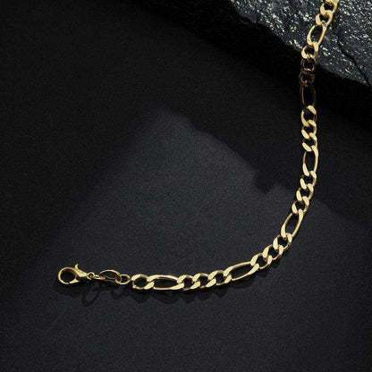 Pulseira Masculina Dourada Elo 3x1 5mm Ouro 24k - Belice Joias