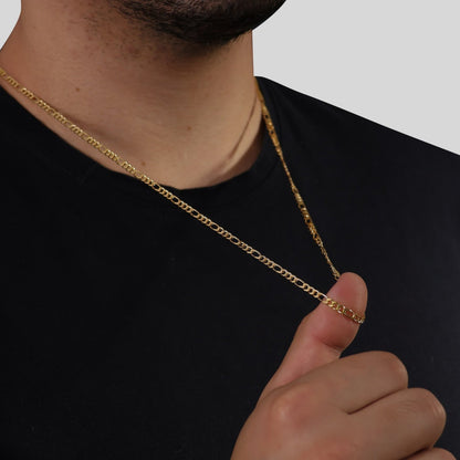 Corrente Dourada Masculina Elo 3x1 3mm Banho Ouro 24k - Belice Joias